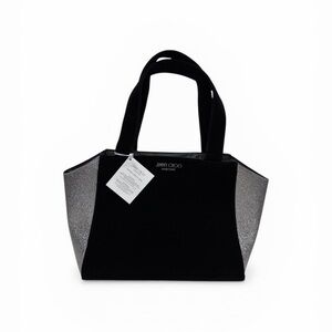 Jimmy Choo Black Tote Parfume Bag with Silver Glitter Side Panels